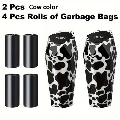 6pcs Car Storage, Creative Mini Diamond Car Trash Can, 2 Trash Cans, 4 Rolls of Trash Bags (60 Trash Bags), Stylish, Easy to Operate, One-Button Operation, Make Your Car Cleaner And Tidier, Suitable for Most Cars, Trucks And Suvs