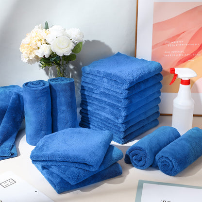 30pcs Edgeless Microfiber Plush Towels for Cars Detailing Drying Wash Polishing Towel Plush Absorbent Microfiber Plush Microfiber Cleaning Cloths for Cars, 500 GSM, 16 X 16 Inch(Dark Blue)