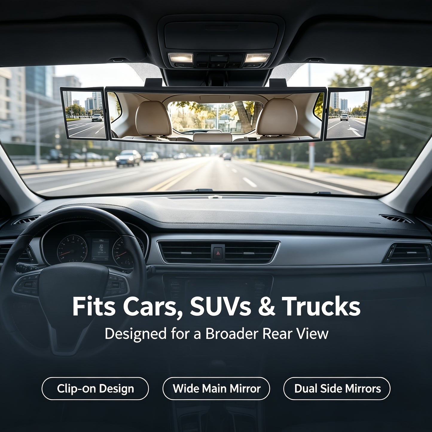 Wide-angle Convex Car Rearview Mirror-safety Clip, Seamless Arc Design, Lmproving Visibility-suitable For Cars, SUVs And Trucks, Safe Driving Accessories, Car Rearview Mirrors, Car Essential, Car Blind Spot Mirrors, Suitable For All Kinds Of for car