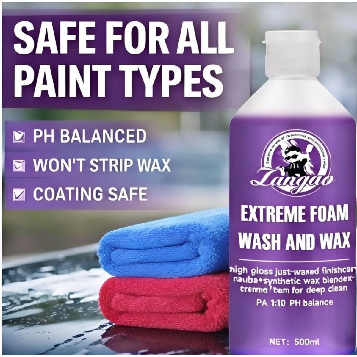 Extreme Bodywash & Wax Car Wash and Wax 2in 1 Car Shampoo Foaming Car Wash Soap Car Wash with Wax Protection High Gloss Car Wash High Foam Car Wash Scratch Free Car Soap PH Balanced Car Shampoo Safe for Ceramic Coating Color Enhancing Wash