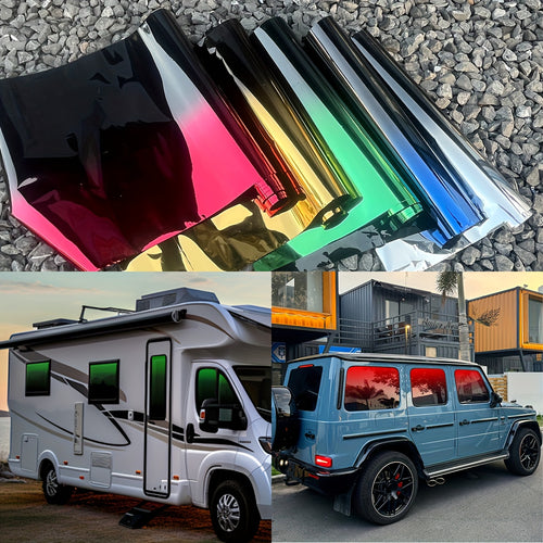 1 Roll Of 19.7 X 118 Inch Two-color Gradient Window Film | Heat Resistant, VLT, Protective, Contrasting, Tear-off and Paste, PET Material, Universally Applicable for Vehicle Exterior Accessories