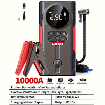 A3 Car Starter, Portable Car Battery Booster (2.38gal Gas/1.72gal Diesel), 12V Ultra-Safe Lithium Battery Jumper for Car Battery Jumpers