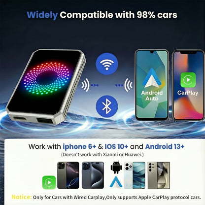 3-in-1 Magic Media Box Supports Netflix/YouTube/TikTok Streaming, Wireless Carplay Adapter Dongle with USB Drive for OEM Wired Apple Car Play And Android Auto Cars (Compatible with iPhone 10+ And 2018+ Models)