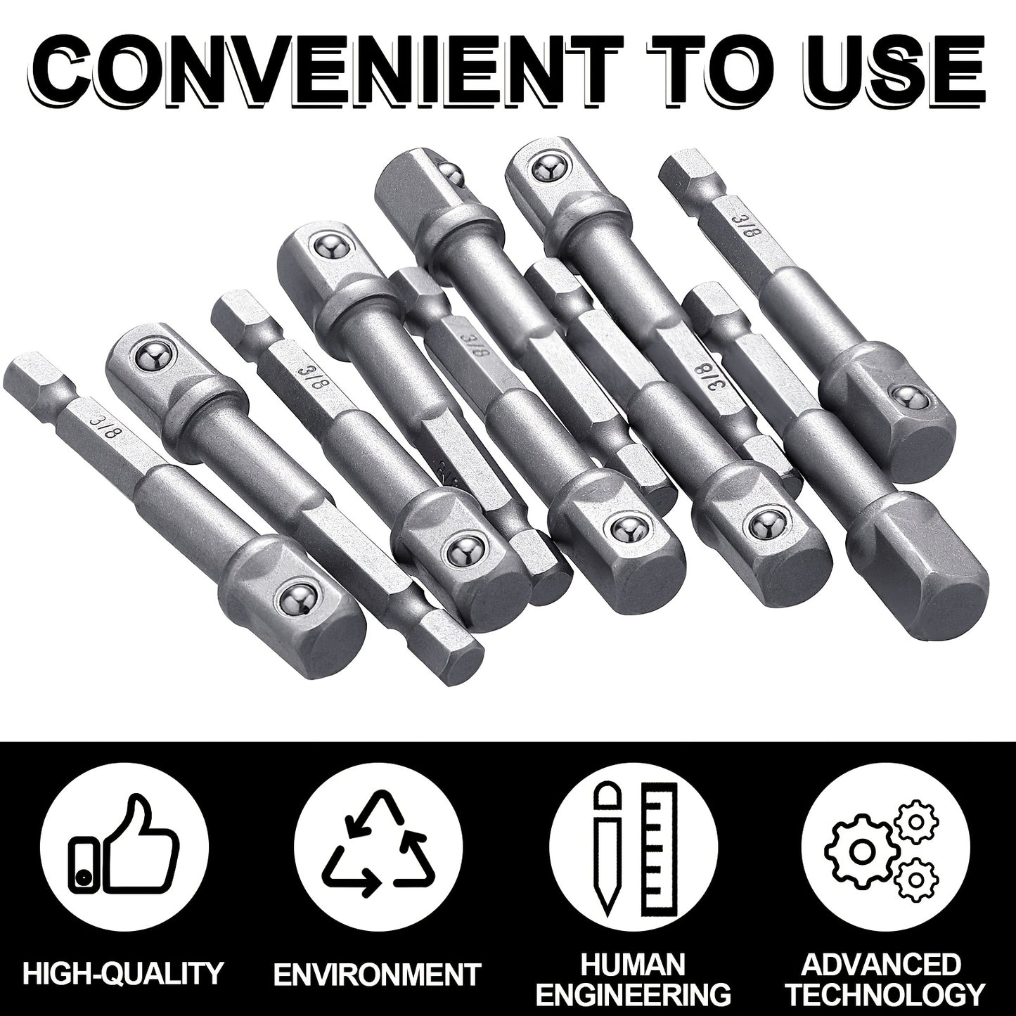 Impact Adapter Square Socket Bit Adapter Hex Impact Socket for Drills, Extension Socket Driver Bits Impact Socket Adapter for Automotive DIY (Silvery, 1/2 3/8 1/4 Inch Square Tip)