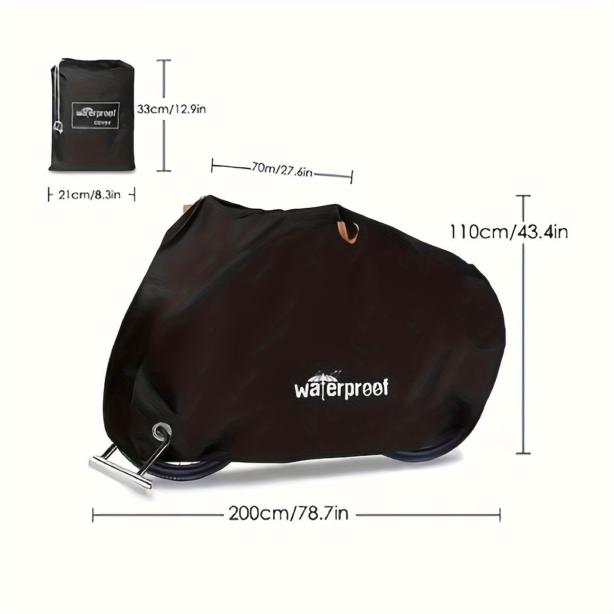 Motorcycle Covers, Heavy Duty 210D Waterproof UV Protective Tear Proof Motorbike Cover with Safety Cloth Lock Holes Design