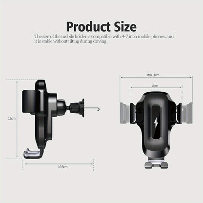 15W Fast Wireless Car Charger with Auto Clamping & Electric Sensor - Compatible for 16/15/14/13/12/11 & Samsung S23/S22/S21/S20, Air Vent Mount, - Operation, Plate Clamps & -Slip Phone Holder, - ( for Hands-free Driving)