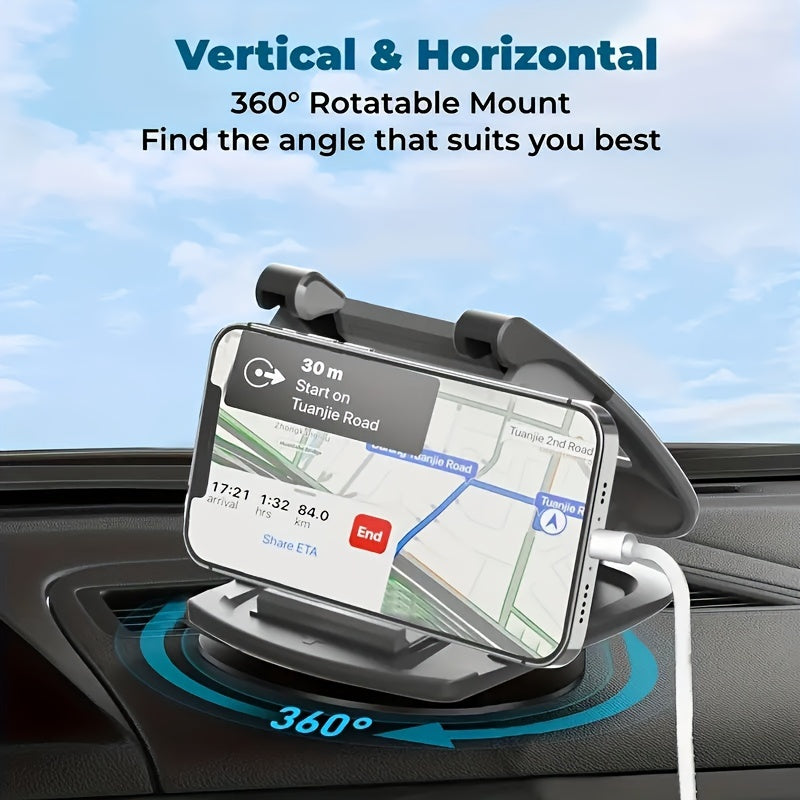 [360° Rotation] All-Around View Car Phone Mount - Universal Dashboard Cradle with 360° Rotation for Secure, Hands-Free Driving - Compatible for Iphone, for Samsung for Galaxy, And for Android Smartphones