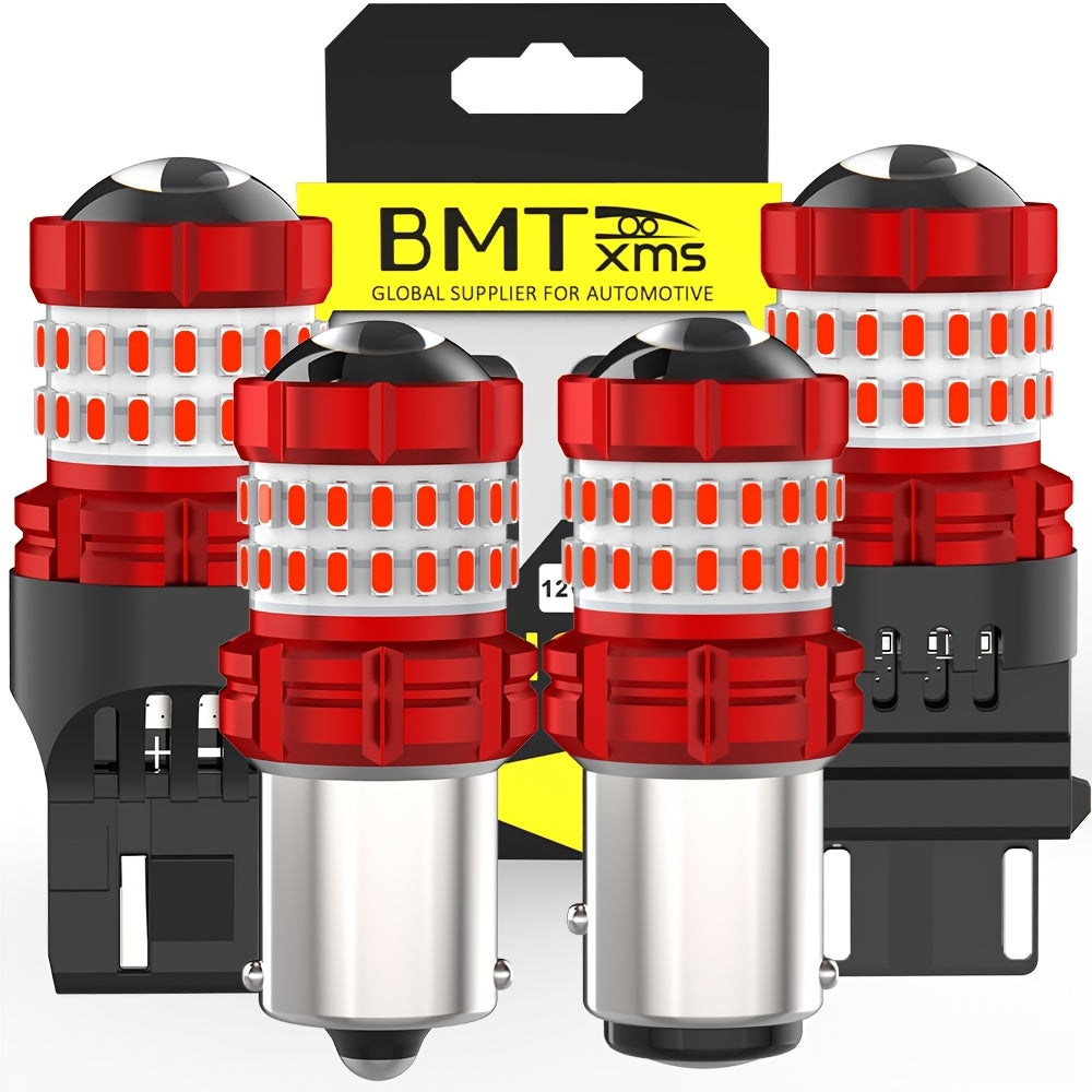 2pcs 1156 BA15S 7506 P21W 1157 BAY15D P21/5W W21/5W 7443 P27/5W 3157 3156 LED Bulb Red Brake Bulbs Stop Tail Parking Light Bulbs 3 Times Warning Brake Light Bulbs No Error