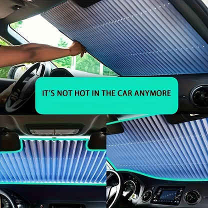 Automatic Retractable Windshield Sunshade with UV Protection Function, Adjustable Sunshade And Insulation Effect, Made of Aluminum Material, Suitable for Various Vehicle Windshields