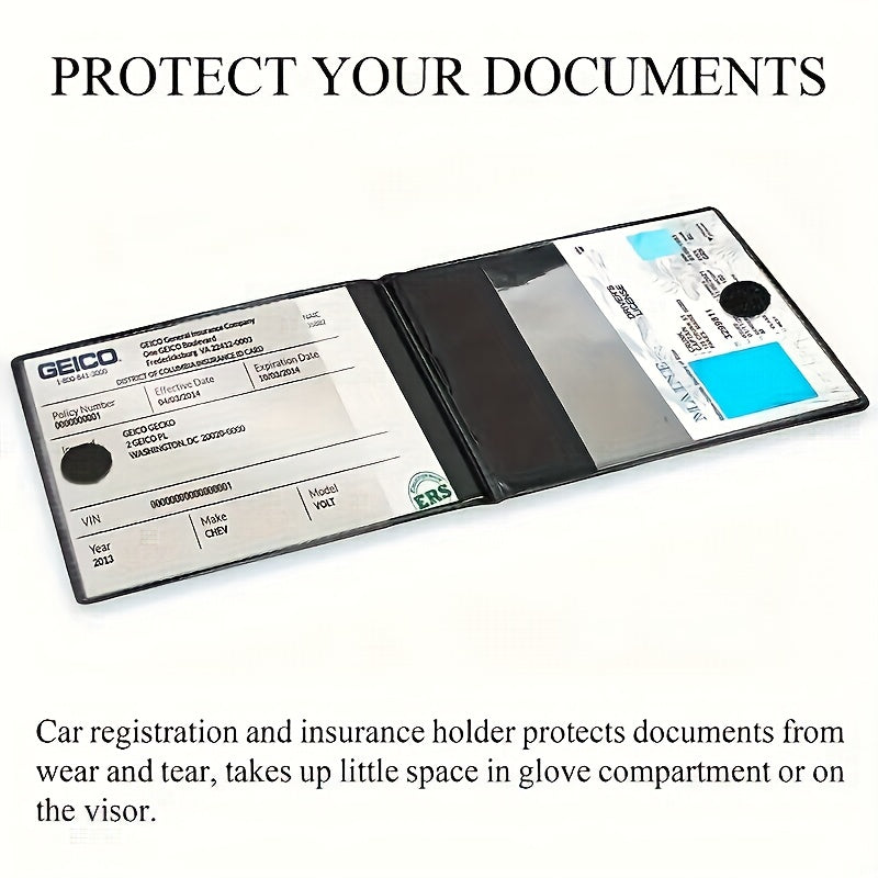 [Durable Car Holder] Black Car Insurance Registration & Driver License Holder | Multiple Card Slots, Golden Car Design, Perfect for Truck, Motorcycle, Or Trailer Identification Vehicle Identification Card Holder, Sleek Accessory Driver License Holde