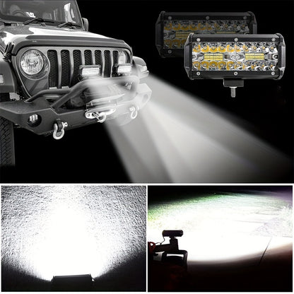 FLYANT 2pcs 7 Inch Led Light Bar, Off Road Light 240W 24000lm, Led Pod Light, Compatible Pickup Truck Trailer ATV UTV, Without Battery