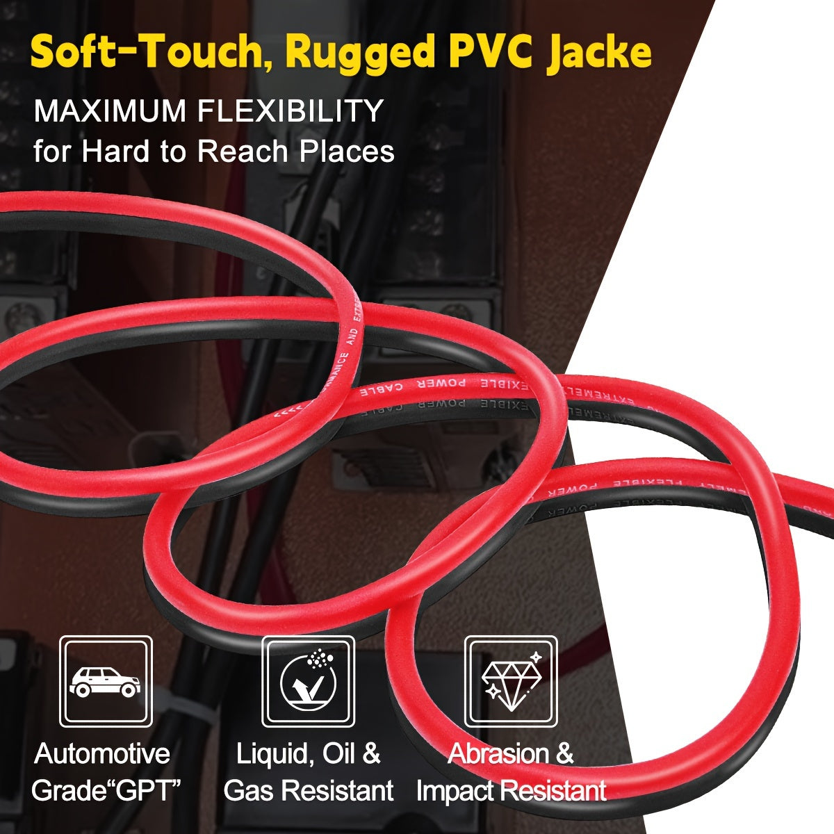 8 Gauge Wire 50ft CCA Wire, (25ft Black+25ft Red) Automotive Wire Car Audio Battery Cable, Power/Ground Wire, Marine, Welding Cable, Electrical Wire Audio Wiring For Speaker Amp car accessories
