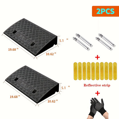 Two Heavy-duty Plastic Ramps, Sturdy, Anti-slip And Weather-resistant, Portable Access for Cars, Bicycles, Medical Equipment And Wheelchairs - Suitable for Easter, Women's Day, Mother's Day, Independence Day, Ramadan, Trucks And Bicycles