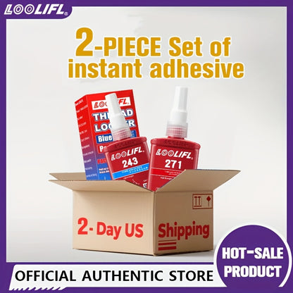 High-Strength Heat-Resistant 234-271 Threadlocker, 243 Medium-Strength Anaerobic Threadlocker, 271 High-Strength Anaerobic Threadlocker, Anti-Loosening Sealant, Permanent Locking and Sealing Multi-Purpose Adhesive for Metal Parts, Quick-Fix Removable
