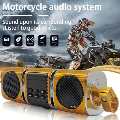 KORBROS Motorcycle Sound Bar With Built-in Amplifier - Wireless, IPX5 Waterproof, USB & AUX Inputs, FM Radio, 12V Metal MP3 Player For Off-Road Bikes, Without Battery