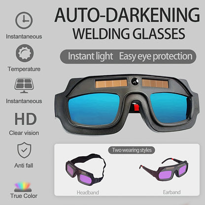 Welding Goggles, True-color Anti-glare Safety Welding Glasses, Suitable for TIG, MIG, MMA, Plasma Welding, Lightweight Welder's Glasses with Protective Lenses and Elastic Headband