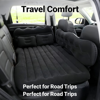 Luxury Premium Black And Stylish Beige Car Inflatable Mattress, Portable And Foldable, with PVC Flocking, Including Storage Bag, Air Pump And Two Pillows, Two Piers, Perfect for RVs, Trucks, And Foldable Beds In The Back Seat Of The Car Seat