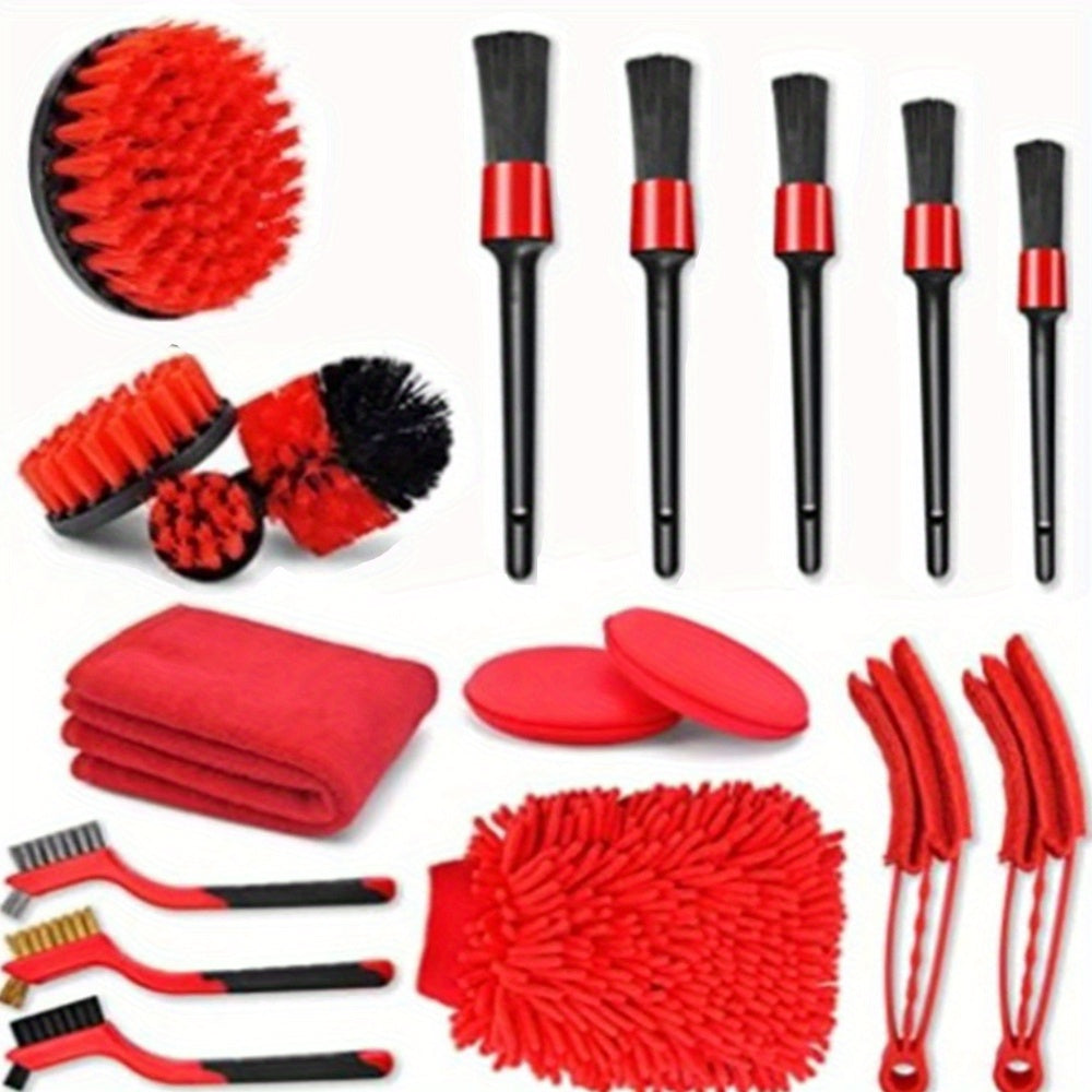 Car Detailing Brush Set, Car Detailing Kit, Car Detailing Brushes, Car Cleaning Kit, Car Windshield Cleaning Tool, Professional Car Care kit - Car Wash Brush kit for Interior Exterior Wheels