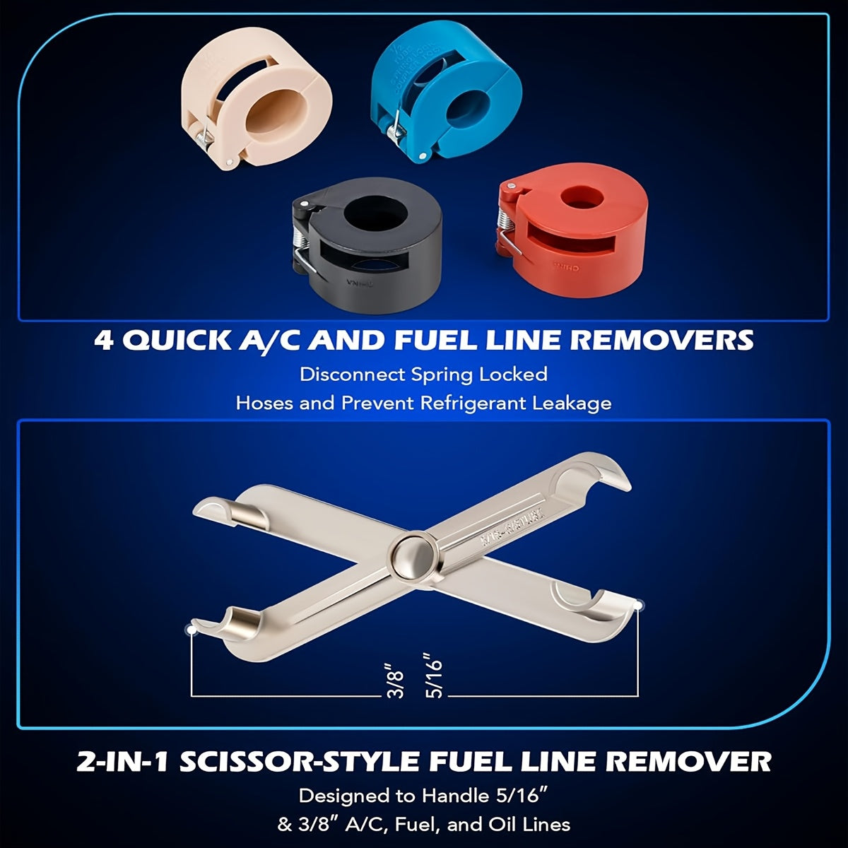26pcs Master Quick Disconnect Tool Kit, Fuel Line Disconnect Tool Set with Fuel And AC Disconnect Pliers, Fuel Line Removal Tool Set for AC Fuel & Transmission Systems, Blue