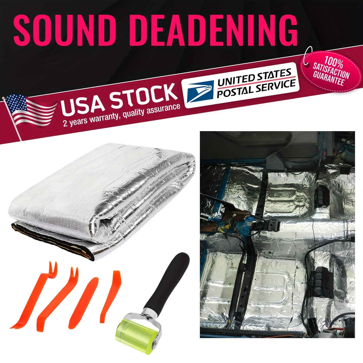 Car Hood Sound Deadener Heat Shield Mat 40"x40" (100x100cm) - 5mm Thick Self-Adhesive Engine Noise Insulation Foam Liner with Aluminum Foil, Thermal Barrier for Auto Engine Compartment