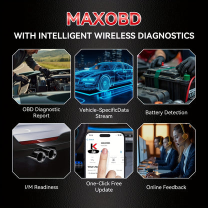 KONNWEI MAXOBD Comprehensive System Deep Scan Diagnostic Tool Wireless 5.2 OBD2 Scanner with Over 41 Dedicated Data Streams for IOS And Android, Without Battery