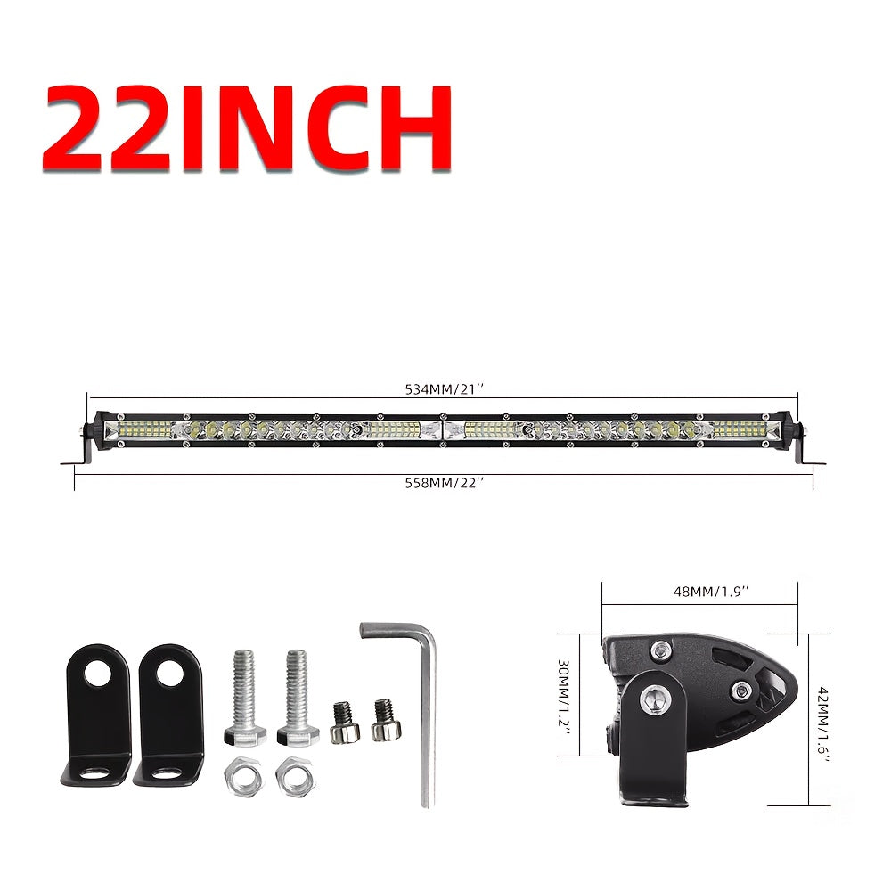 8/15 Inch Ultra-Thin LED Double Row Strip Light, Ultra Bright, Used for Car, Truck, for Jeep, Off-Road, ATV Boat Lighting, Without Battery