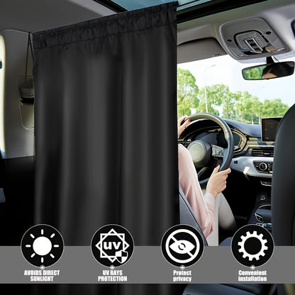 99% Light Blocking Car Curtains, 1 Rear Seat Divider Curtain And 2 Rear Side Window Curtains, Car Curtains for Windows, Wide Sedan SUV Sunshade Covers Car Cabana (Extra Large Car Curtains 3pcs)