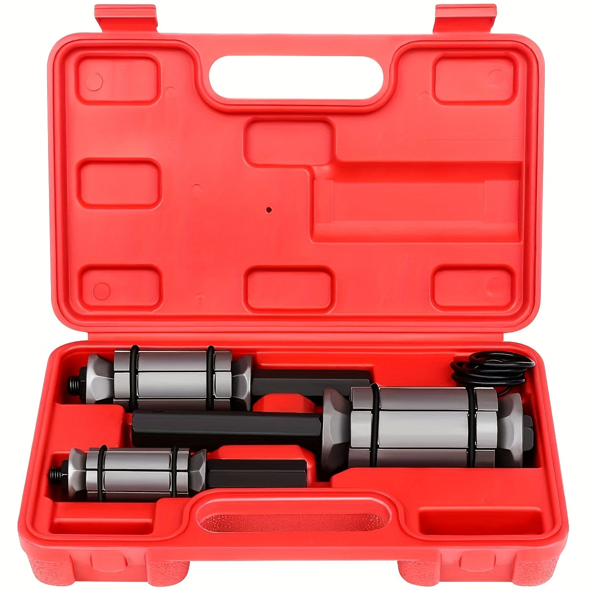 [Without Battery] 3pcs Exhaust Pipe Expander, Includes 12 Rubber Rings Silencer Expansion Tool Set Suitable for Most Vehicles And Trucks, Without Battery