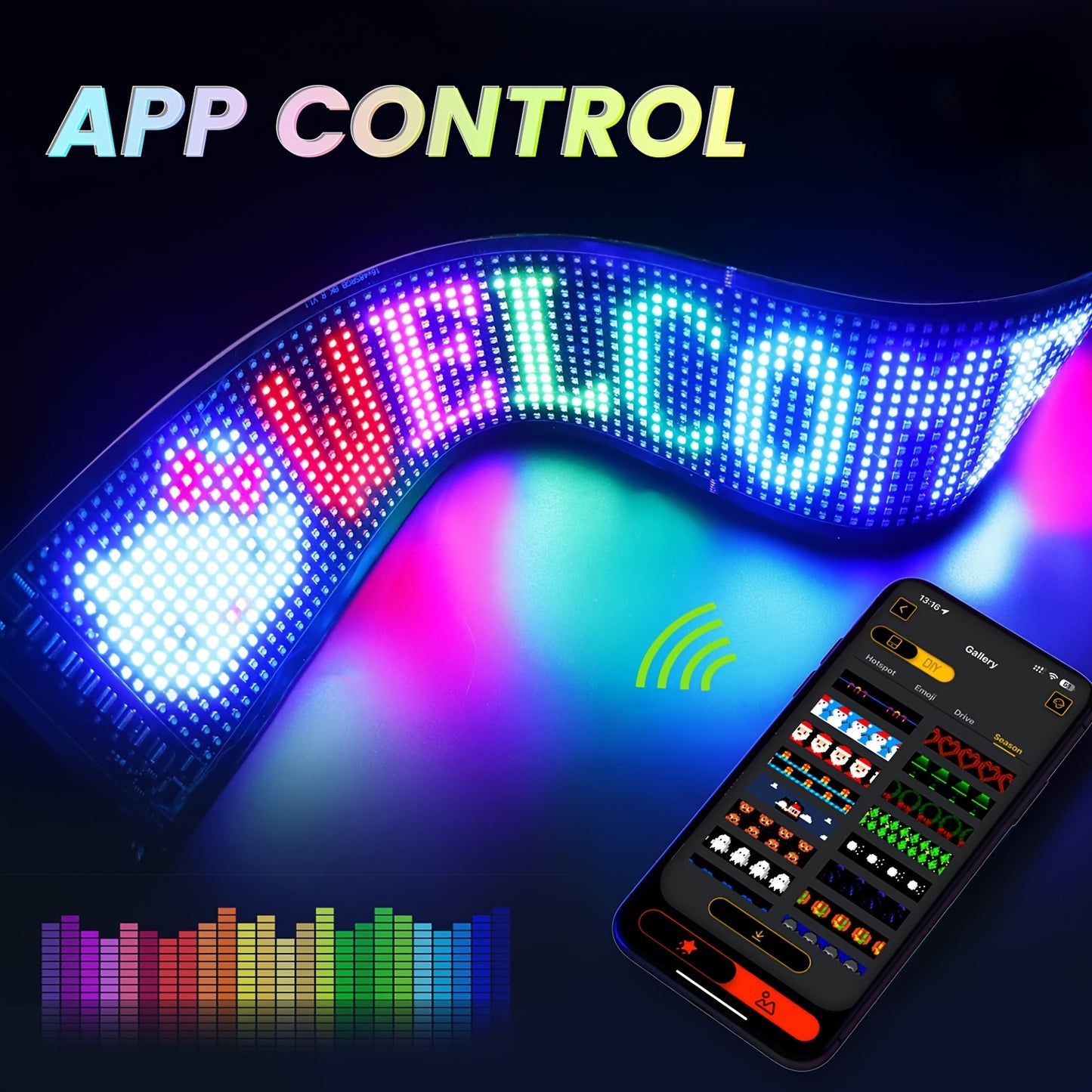 LED Devil Eye Lights For Car, Programmable Led Sign, Flexible LED Matrix Pixel Panel, USB Power Supply, Pre-made DIY Animation And Text Led Car Sign, APP & Remote Control, LED Sign For Car, Halloween, Christmas, New Year, And Birthday Decorations