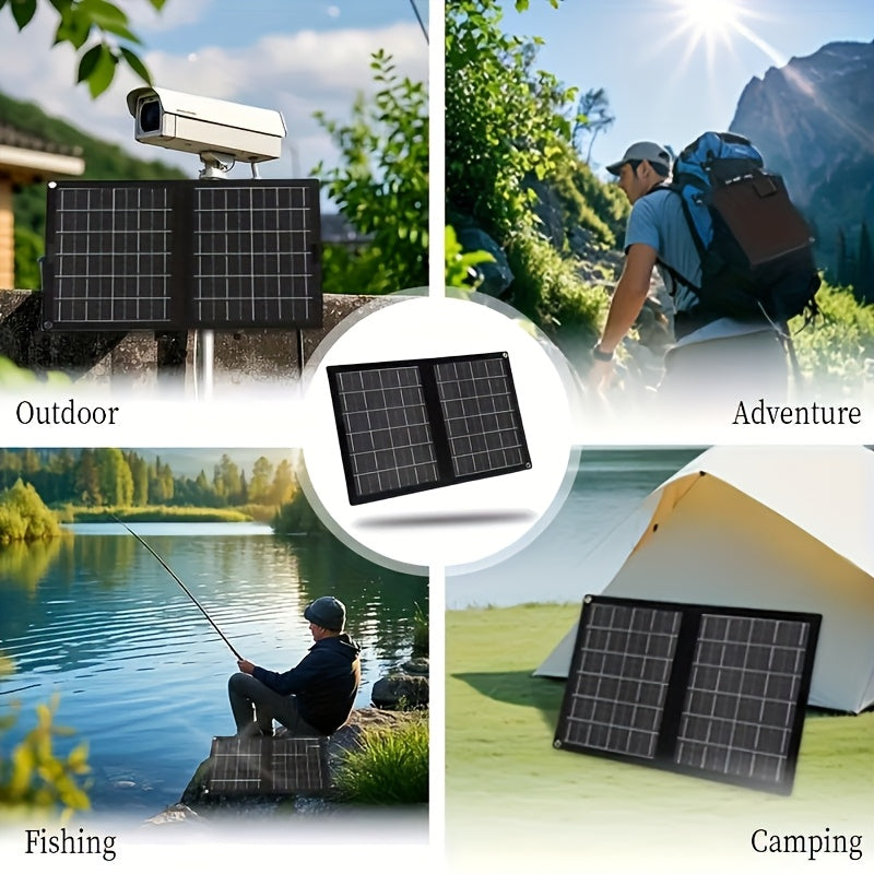 30W Portable Solar Charging Panel, 2-in-1 Folding Design, with USB Charging Port, High Efficiency, Plug-and-Play Solar Panel for Phones, Tablets & Action Cameras, Lightweight Outdoor Emergency Power Supply for Camping, Travel, RVs & Boats