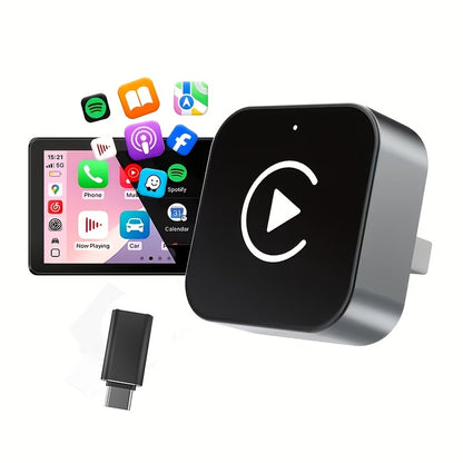 Wireless Carplay Adapter for Android Auto 2026 Upgrade: Converts Wired Carplay to Wireless Connectivity with a 2-In-1 Mini USB Design for Fast And Stable Connections. Compatible with Apple IOS 10 And Above And Android 11 And Above, Without Battery