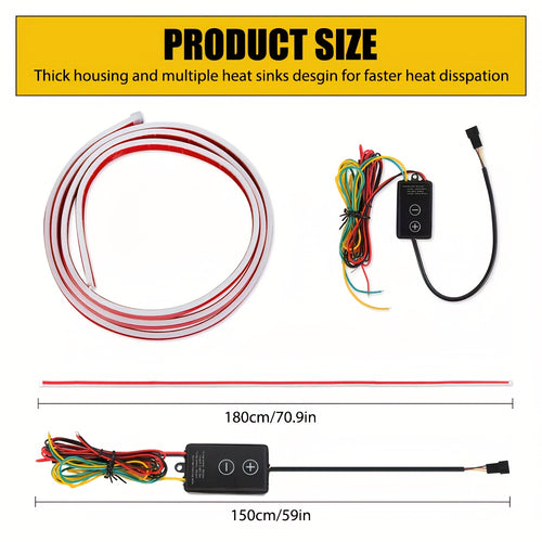 79'' Car Hood Light Strip, Flexible Dynamic Daytime Hood Light Strip, Auto LED Strip Light With Fuse Protection, Universal Exterior Decor For SUVs, Trucks, Vans & Most Vehicles, Without Battery