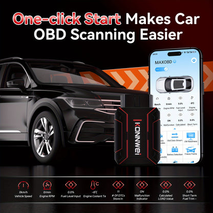 KONNWEI MAXOBD Comprehensive System Deep Scan Diagnostic Tool Wireless 5.2 OBD2 Scanner with Over 41 Dedicated Data Streams for IOS And Android, Without Battery