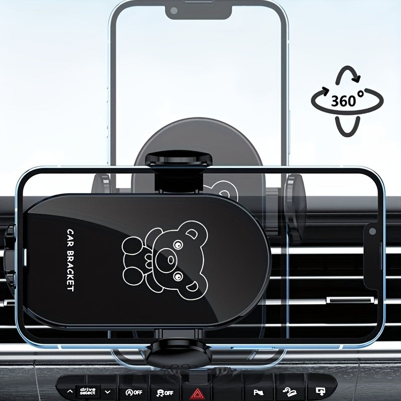 1pc Car Mobile Phone Bracket The New Car With Navigation Support Rack Bear Cartoon Car Air Outlet Fixed Mobile Phone Rack