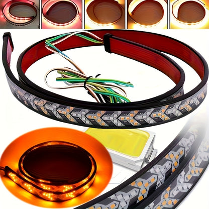 47.24inch Long Pickup-Style Off-Road Vehicle Arrow-Shaped LED Light Strip, Equipped with Red And Yellow Flowing Lights, Car Atmosphere Light Strip, Decorative Neon Light Strip on The Rear of The Truck, a Thoughtful Gift, with Fishbone Design