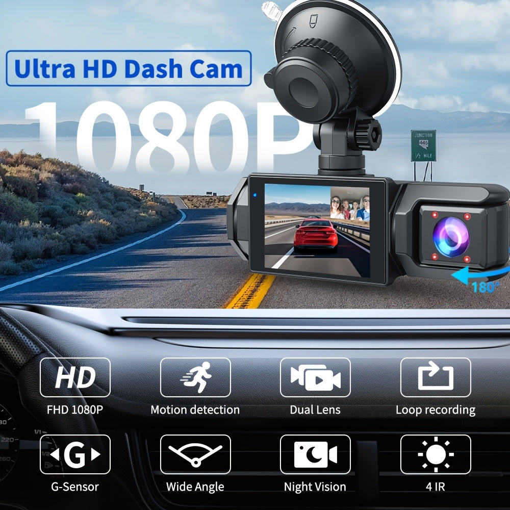 Dual Dash Cam Front And Inside, 1080P 170° Wide Angle Night Vision, Loop Recording with G-Sensor, Compact Car Evidence Solution USA
