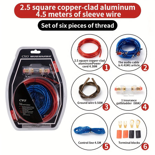 Car 10GA Subwoofer Sleeve Wire, Car Power Amplifier Sleeve Wire Wiring, High-performance Copper Material, Durable RCA Audio And Power Wiring, Thick Core Wire, Suitable for Car Audio And Video Installation, Compatible with Room Electrical Hardwiring.