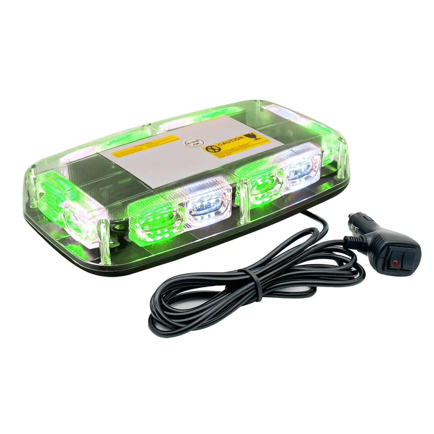 Mini Beacon Light Bar with 48 Leds And a Magnetic Base, Designed for High Visibility in Off-Road Work, Suitable for Snow Plow Trucks And Construction Vehicles - Amber And White Colors, Without Battery