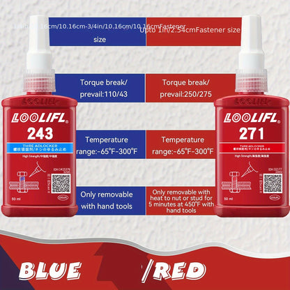 High-Strength Heat-Resistant 234-271 Threadlocker, 243 Medium-Strength Anaerobic Threadlocker, 271 High-Strength Anaerobic Threadlocker, Anti-Loosening Sealant, Permanent Locking and Sealing Multi-Purpose Adhesive for Metal Parts, Quick-Fix Removable