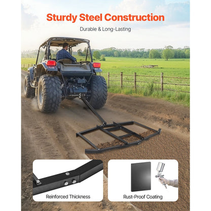 Drag Harrow 66/74/84" Width Tow Behind Drag Harrow Steel Gravel Grader ATV UTV