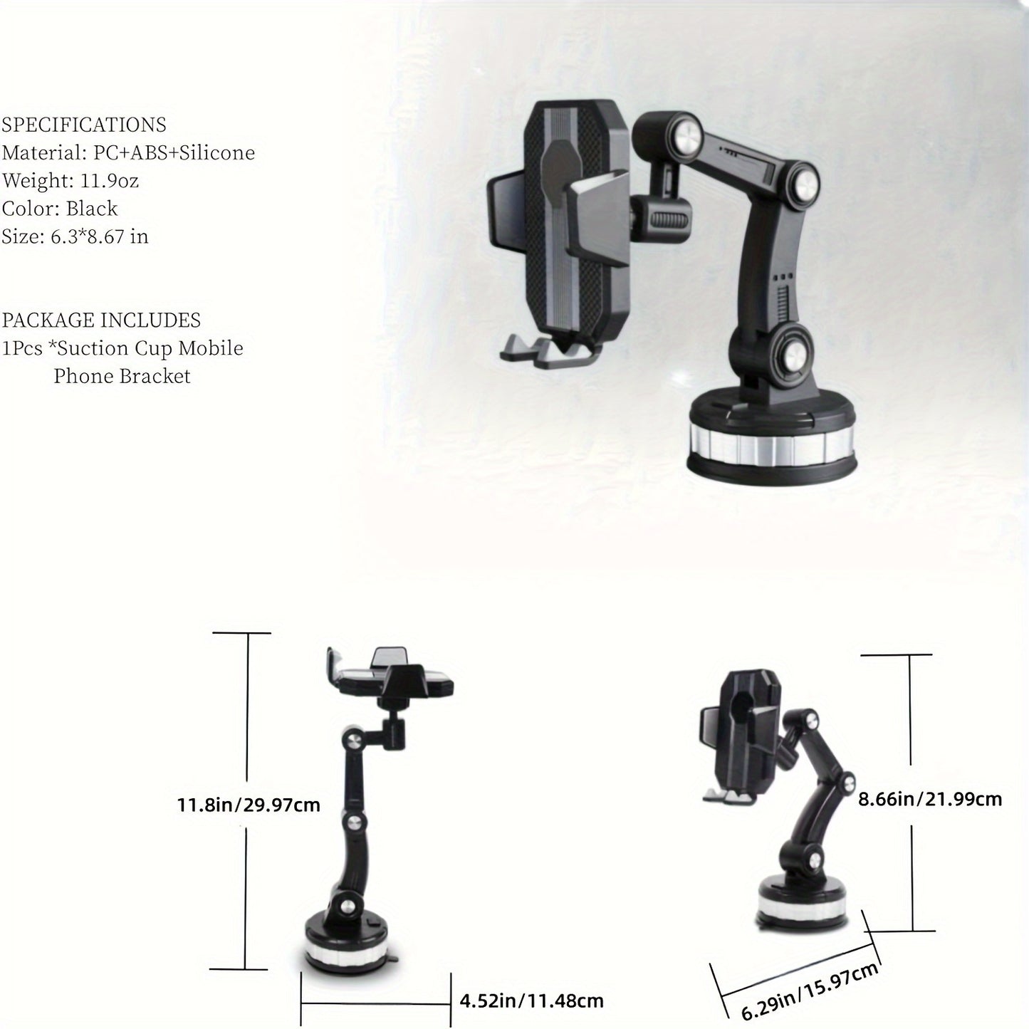 Innovative Mechanical Arm Truck-Mounted Phone Holder with Suction Cup, Providing 360-Degree Rotation And Super Stable Suction Power. The Upgraded Suction Cup Car-Mounted Phone Holder with Fixed Base Will Be Available in 2025