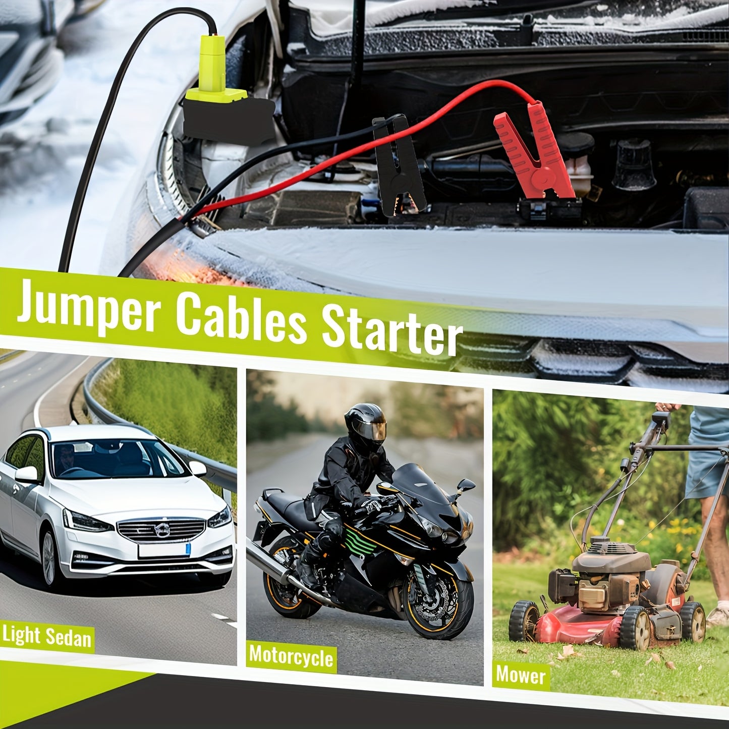 [Portable Battery Booster] Jumper Cables for Starting Car with Adapter Compatible with Ryo-Bi 18V Battery Jump Starter 8AWG 5.9FT Portable Auto Battery Booster Pack for Jump Starting Light Vehicles (Battery Not Included)