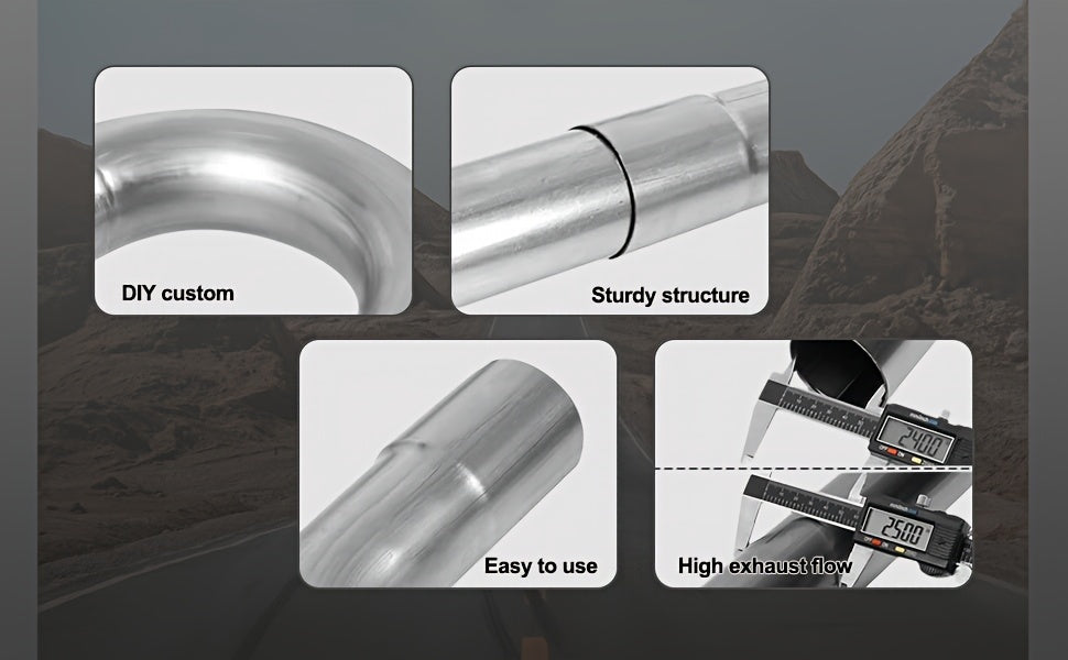 [Exhaust Kit Tubing] 2.5'' Mild Steel Exhaust Kit Tubing Mandrel Bend Pipe Straight U Bend 16 Gauge Universal