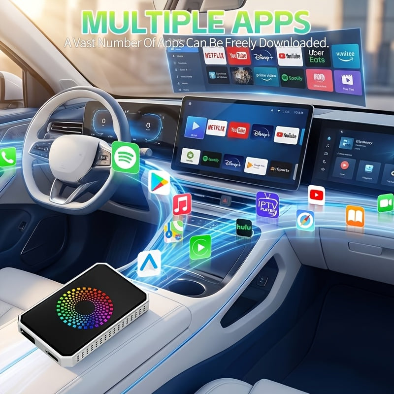 3-in-1 Magic Media Box Supports Netflix/YouTube/TikTok Streaming, Wireless Carplay Adapter Dongle with USB Drive for OEM Wired Apple Car Play And Android Auto Cars (Compatible with iPhone 10+ And 2018+ Models)