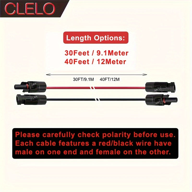 RV Extension Cable 14AWG MC4 Extension Cable with Female And Male Connector Wiring Wire Adapter for Car RV Adaptor Kit Tool 30FT/ 40FT