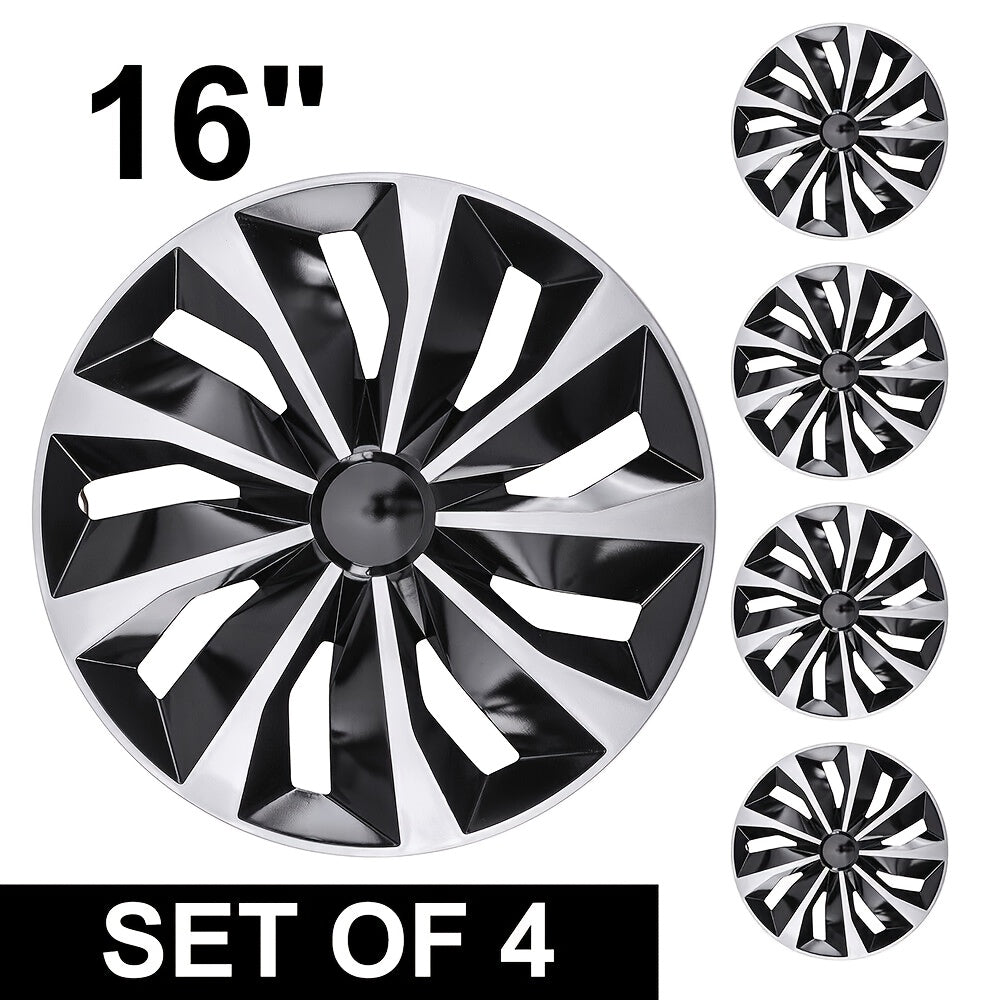 4X 16" Wheel Covers Snap On Hubcaps Full Hub Caps Fit for R15 Tire & Steel Rim, Premium Protection, Easy Installation, And Enhanced Aesthetice, Universal Compatible with Sedan, Truck, SUV, Coupe