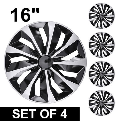 4X 16" Wheel Covers Snap On Hubcaps Full Hub Caps Fit for R15 Tire & Steel Rim, Premium Protection, Easy Installation, And Enhanced Aesthetice, Universal Compatible with Sedan, Truck, SUV, Coupe