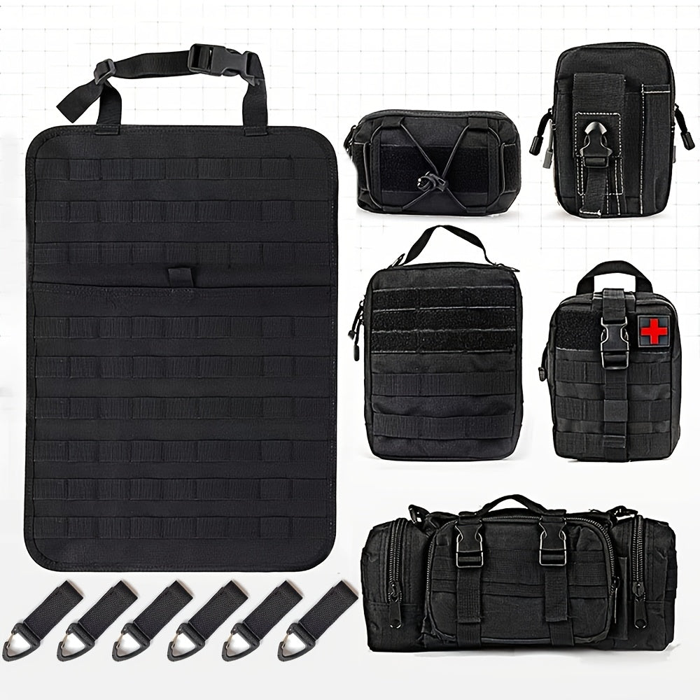 [Universal] Car Seat Back Organizer, Upgrade Vehicle Panel Organizer with 5 Detachable MOLLE Pouches for Vehicles Such As Jeep, Truck, SUV, Etc Multipurpose Car Organizer Hanging Travel Accessories Organizer Comes with 6pcs Keychains