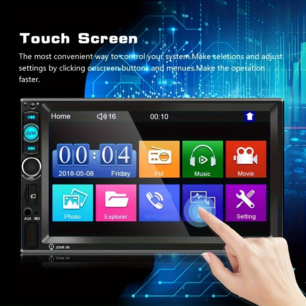 1pc Double Din EQ Car Stereo 7" LCD Screen with Wireless FM, MP5 Player with USB/SD/AUX Input with Mirror Link SWC, Portable Media Players with 4LED Backup Camera Christmas Gifts Black Friday Gifts