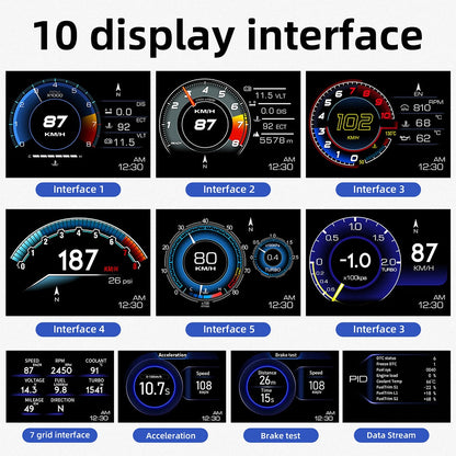 HUD Car Head Up Display-OBD2 GPS Dual System Car HUD Display - Digital GPS Speedometer with Water Temp Voltage RPM - Universal Heads Up Display for Most Vehicles
